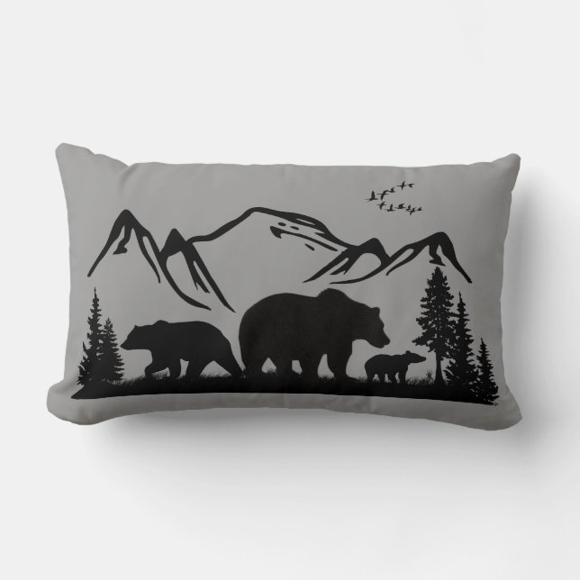 Coussin de décor de loge d'ours (personnalisez) (Recto)