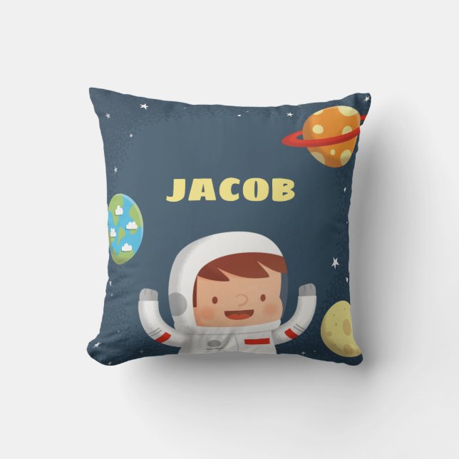 Coussin de décor de pièce de garçons de l'espace (Recto)