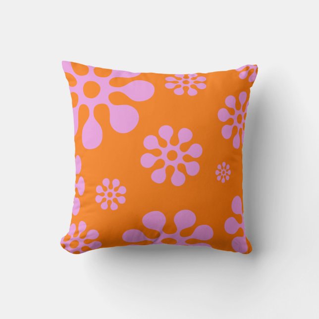 Coussin De Décor Orange Et Rose Floral (Recto)