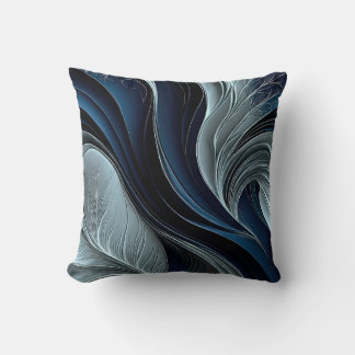 Coussin de décoration abstrait à écoulement indigo