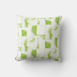 Coussin de décoration Abstrait blanc et vert citro