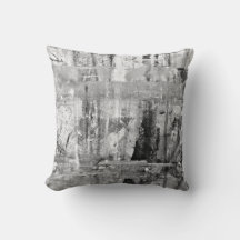 Coussin de décoration Abstrait gris et blanc