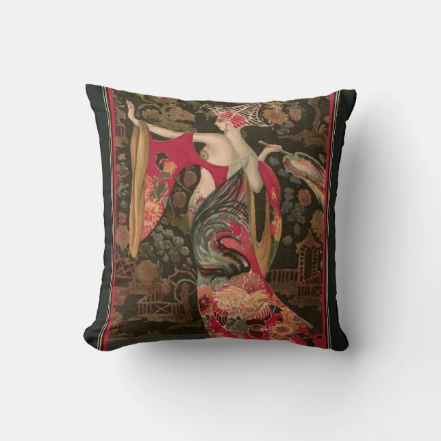 Coussin de décoration Art déco asiatique (Recto)