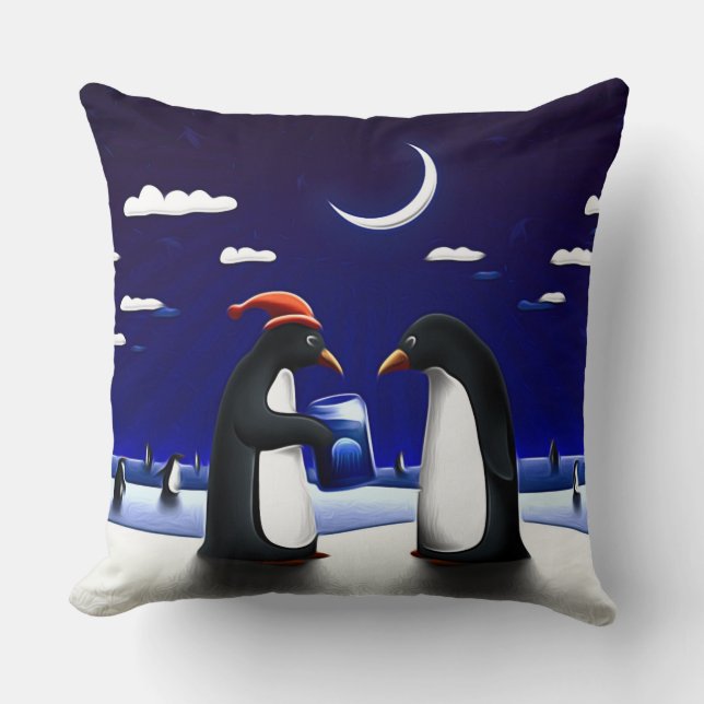 Coussin de décoration de pingouins (Recto)