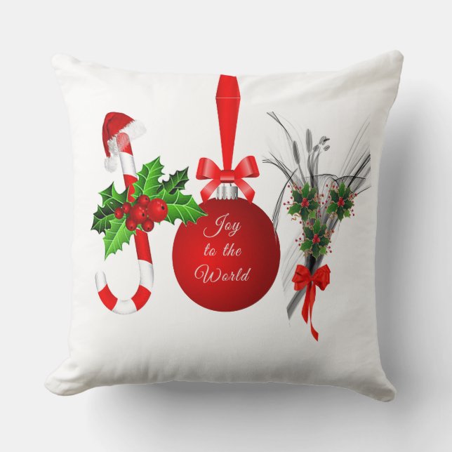 Coussin de décoration en coton "Joie de Noël" (Recto)