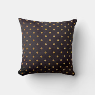 Coussin de décoration/Noir avec pois dorés