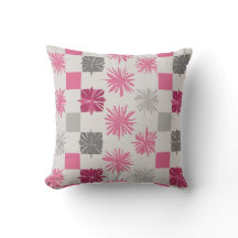 Coussin de démarrage géométrique rose et gris