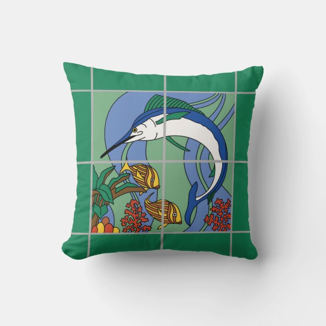 Coussin de design du Marlin de Catalina Island (Recto)