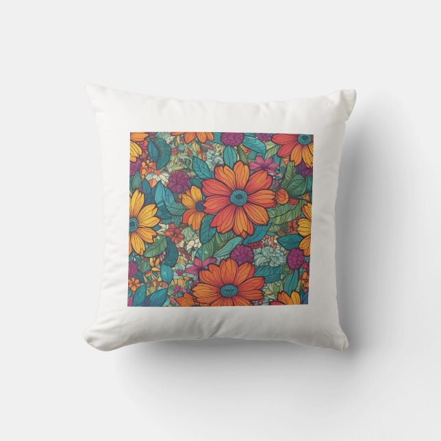 Coussin de design Fleur coloré (Recto)