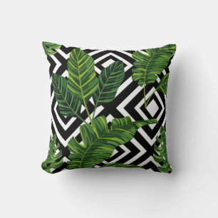 Coussin de design vert/noir tropical