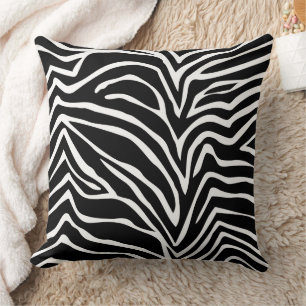 Coussin de design Zebra noir et blanc blanc