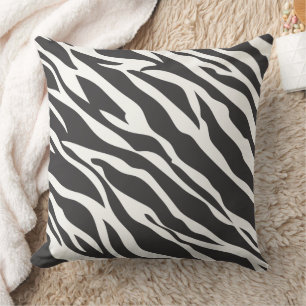 Coussin de design Zebra noir et blanc blanc