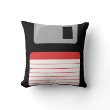 Coussin de disquette - noir, argent et rouge