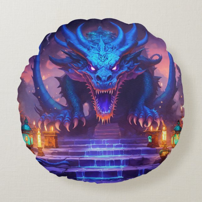 Coussin de dragon rond (Devant)