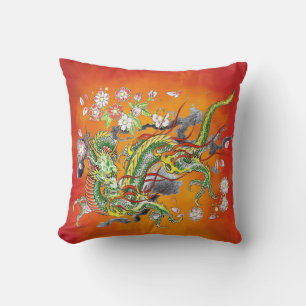 Coussin de dragon vert