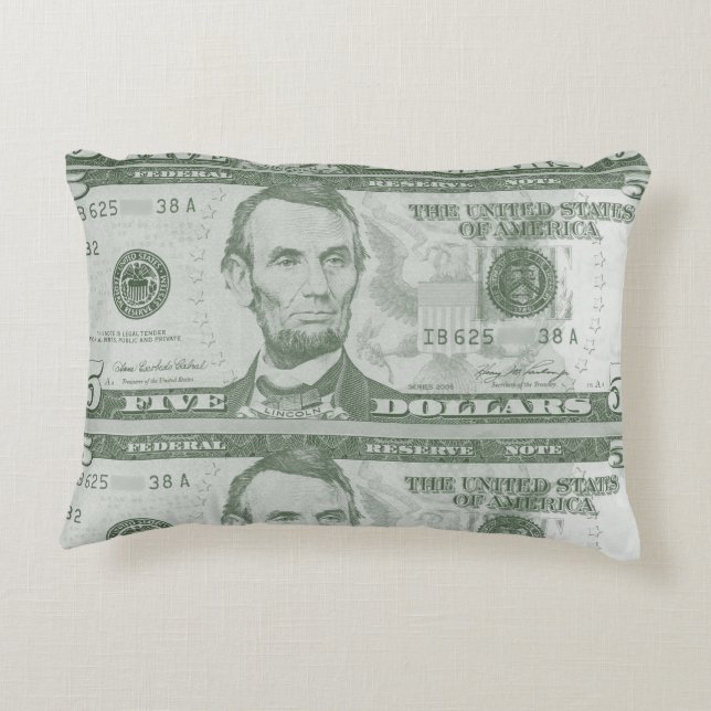 coussin de facture de 5 dollars (Dos)
