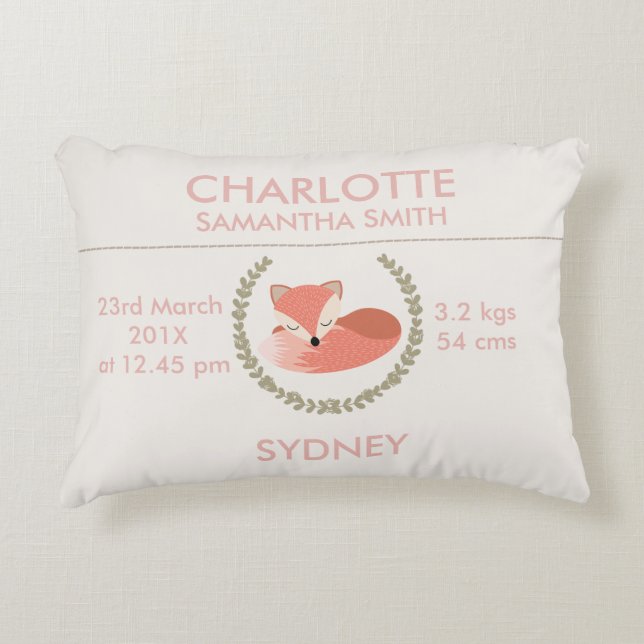 Coussin de faire-part de naissance de Fox de (Devant)
