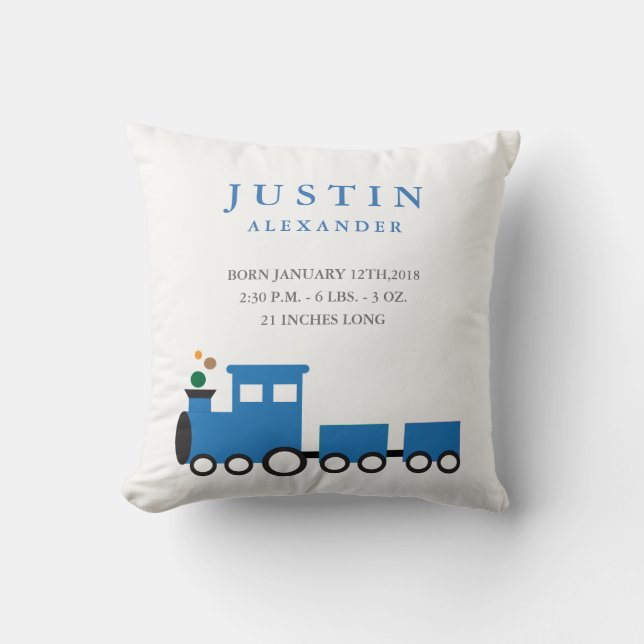 Coussin de faire-part de naissance de train de (Recto)