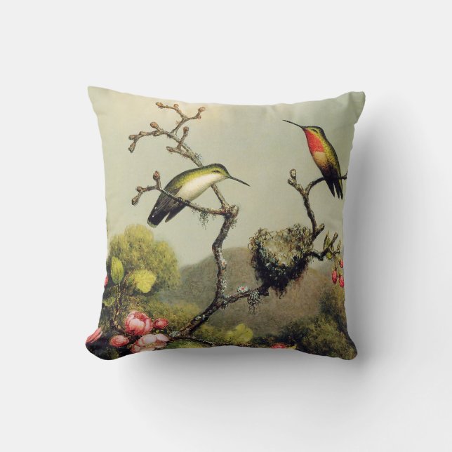 Coussin de famille de colibri et de fleur d'Apple (Recto)