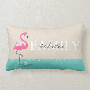 Coussin de Flamant rose de carreau de monogramme