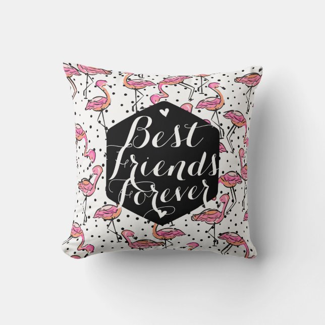 Coussin De Flamant rose de meilleurs amis coutume rose (Recto)