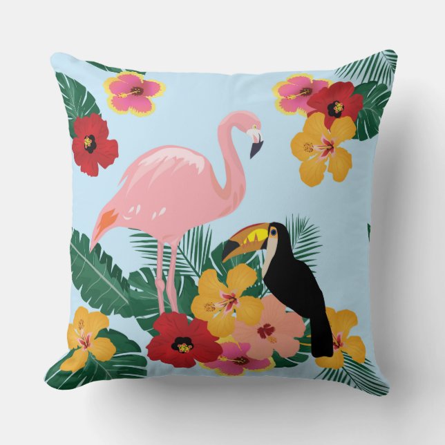 Coussin de Flamant rose et de toucan (Recto)