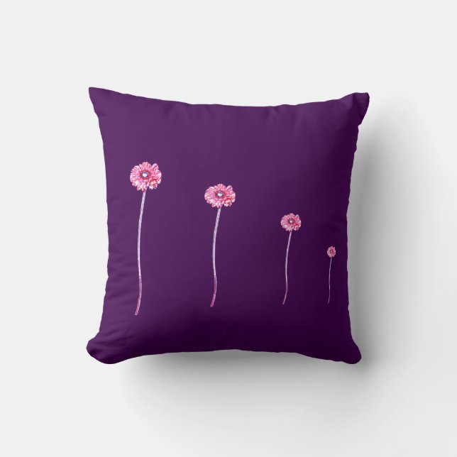 Coussin de fleur de gérbera violet rose pâle (Recto)