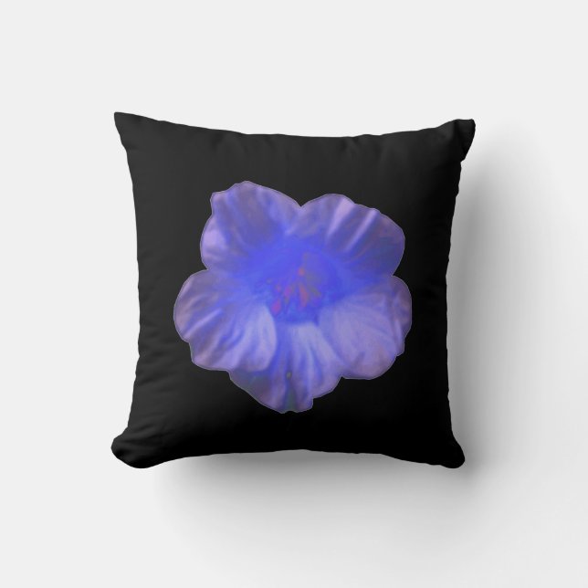 Coussin de fleurs bleu Nasturtium (Recto)