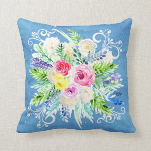 Coussin de fleurs d'aquarelle