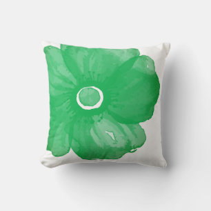 Coussin de fleurs d'aquarelle verte