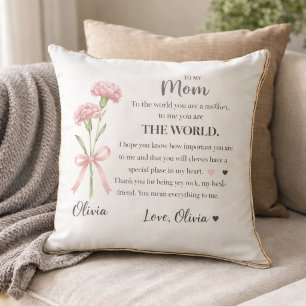 Coussin de fleurs d'oeillet, Cadeau de fille ou de