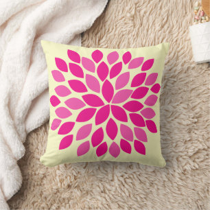 Coussin de fleurs modernes rose et jaune
