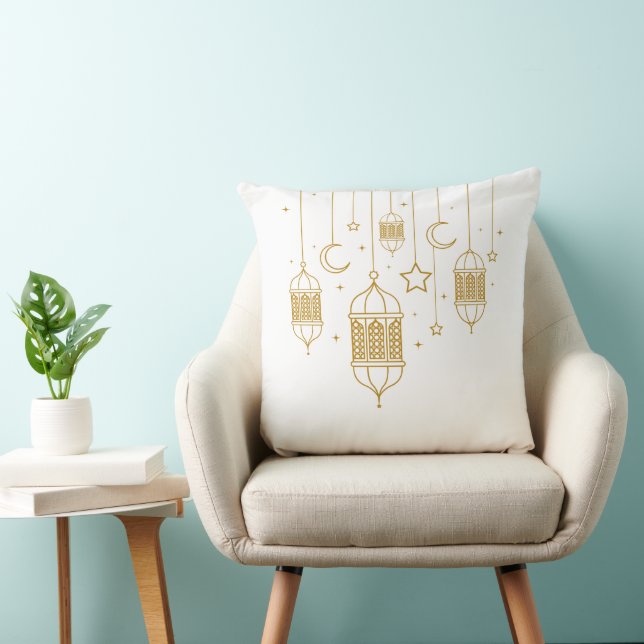 Coussin de guirlande de lanterne dorée  (Chaise)