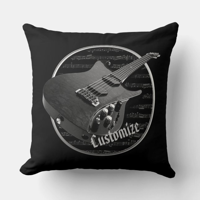 Coussin de guitare électrique noir et blanc person (Recto)