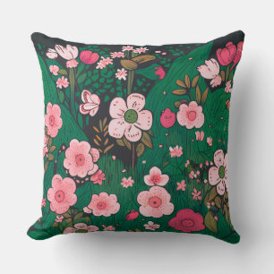 Coussin de jardin floral rose capricieux
