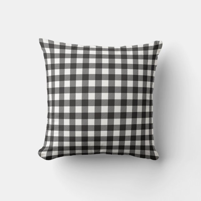 Coussin de jet à carreaux buffle noir et blanc (Recto)