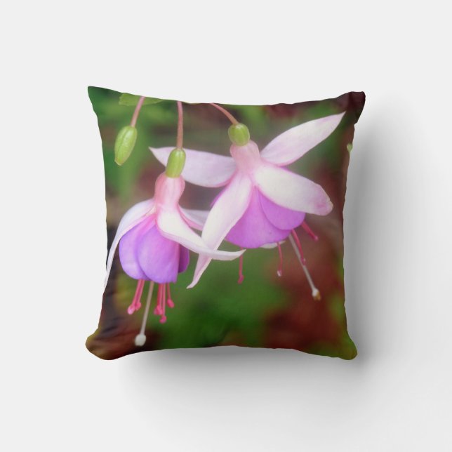 Coussin de jet à fleurs de fuchsia (Recto)