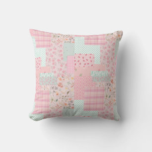 Coussin de jet à fleurs rose tendre Esthétique é
