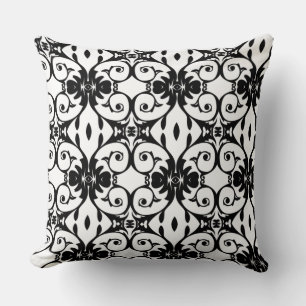Coussin de jet à motif élégant noir et blanc