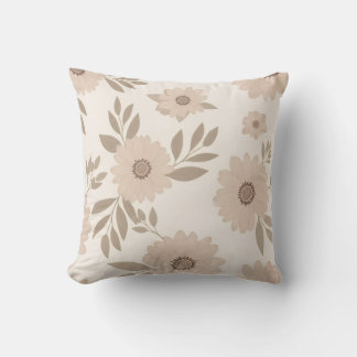 Coussin de jet à motif floral beige doux