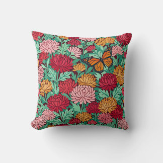 Coussin de jet abstrait Chrysanthème Monarque