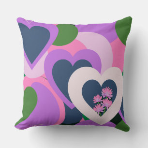 Coussin de jet abstrait cœur ludique