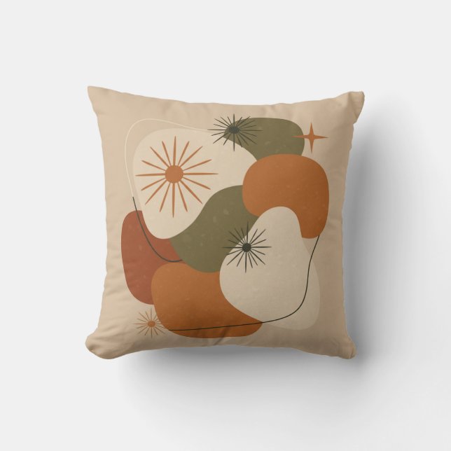 Coussin de jet abstrait milieu de siècle rétro (Recto)