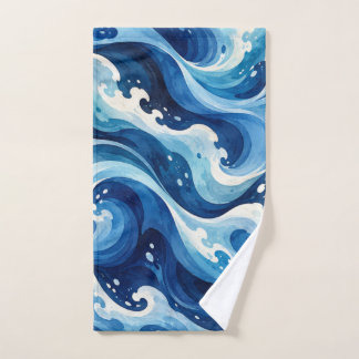 Coussin de jet abstrait Vagues de l'océan bleu Aqu