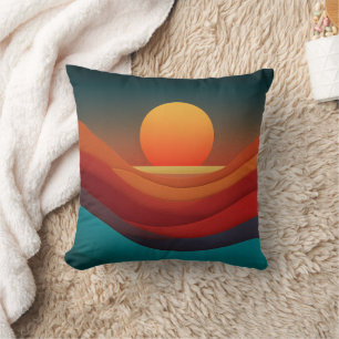 Coussin de jet Bauhaus Earthy Sunset Waves Abstrac