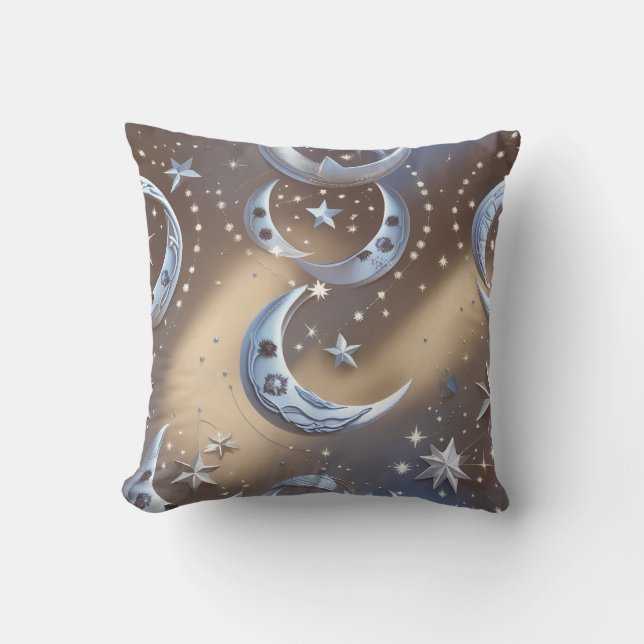 Coussin de jet - Beige clair bleu argenté céleste  (Recto)