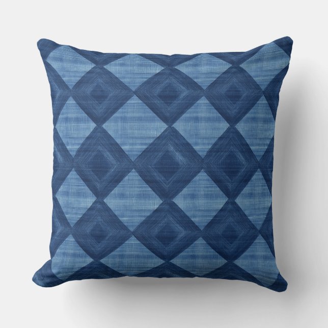  Coussin de jet bleu géométrique (Recto)