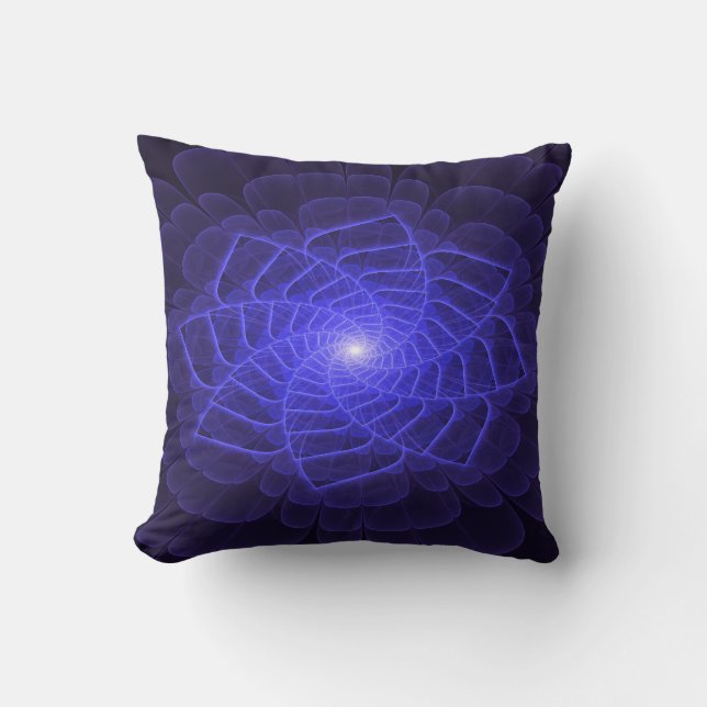 Coussin de jet BlueLotus Fleur Fractale (Recto)