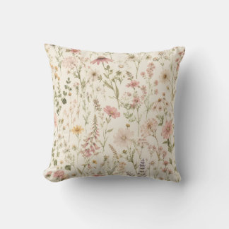 Coussin de jet bohème à fleurs sauvages - Floral b