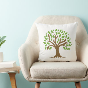 Coussin de jet botanique Arbre de Vie Vert